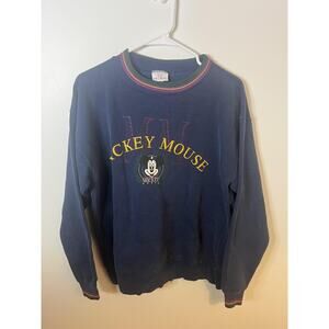 Vintage Disney Mickey Mouse Sweatshirt Mens Large Navy Crewneck Pullover 90s